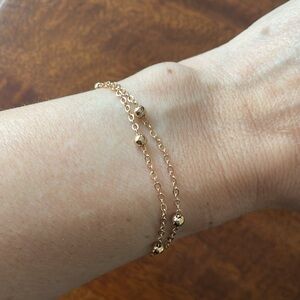 Gold Tone Double Strand Satellite Bracelet
